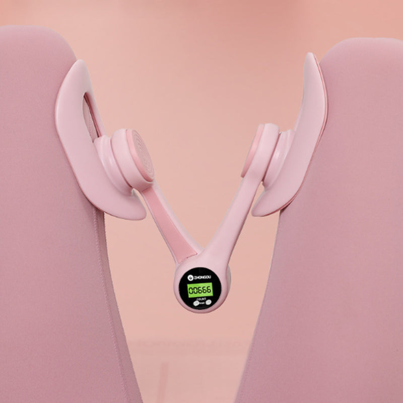 Rosa Beintrainer mit digitalem Display, Fitnessgerät für Oberschenkeltraining, Heimtraining.