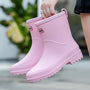 Rosa Gummistiefel für Damen, wasserdicht, rutschfest, Outdoor, modisch, bequem.