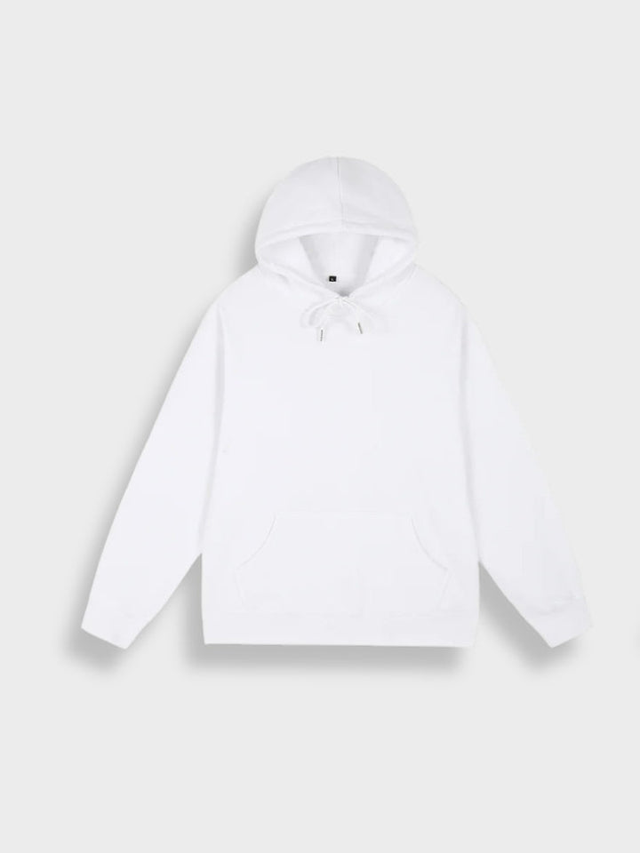 Weißer Kapuzenpullover aus Baumwolle, Unisex, lässig, modisch, ideal für Herbst und Winter.